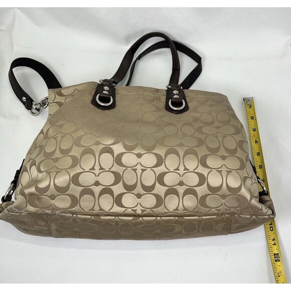 COACH Ashley Signature Sateen Carryall Shoulder Bag E1259-F15510 Khaki/Brown - Picture 9 of 16